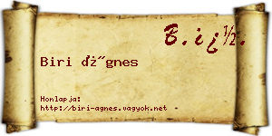 Biri Ágnes névjegykártya